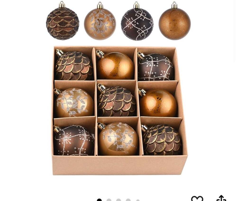Valery Madelyn 9 Piece 2.76 Inches Bronze Christmas Ornaments